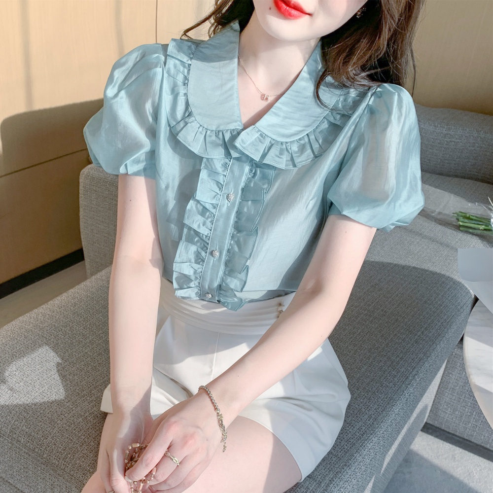 Sweet Western style shirt doll collar chiffon shirt