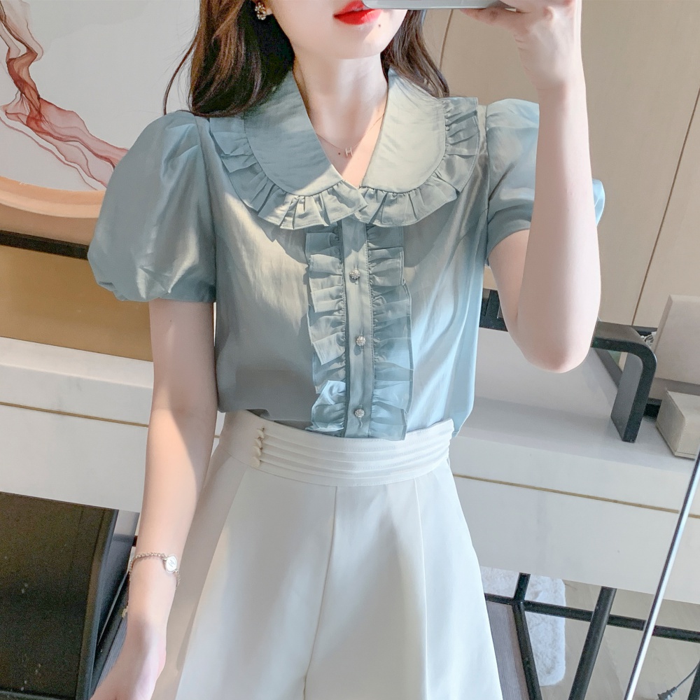 Sweet Western style shirt doll collar chiffon shirt