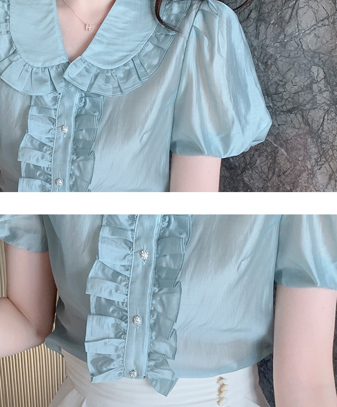 Sweet Western style shirt doll collar chiffon shirt