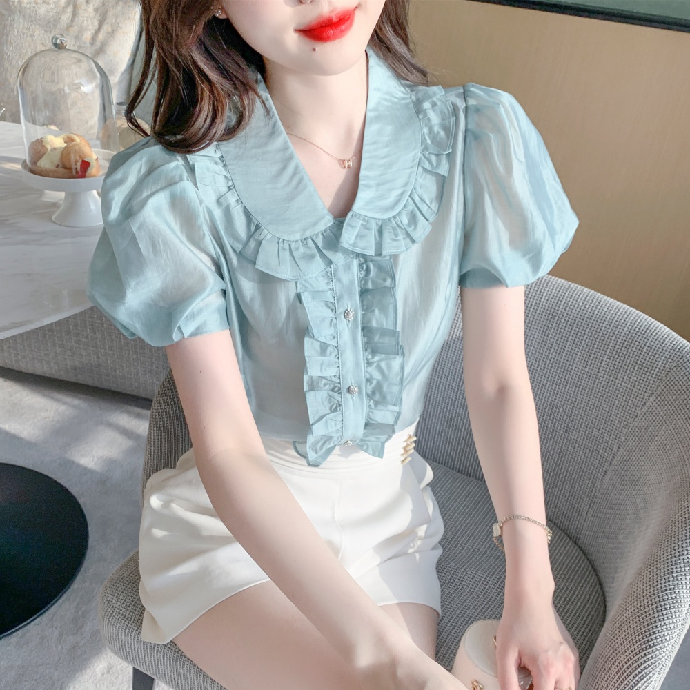 Sweet Western style shirt doll collar chiffon shirt