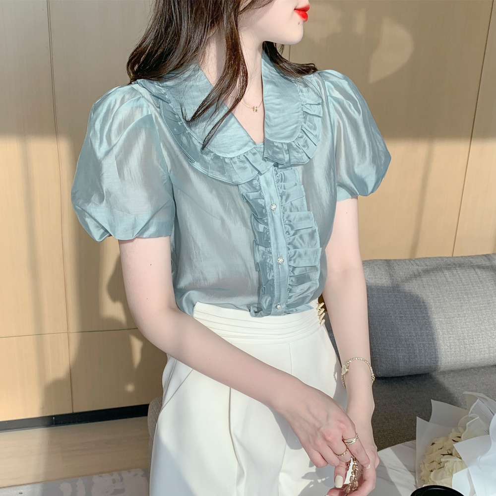 Sweet Western style shirt doll collar chiffon shirt