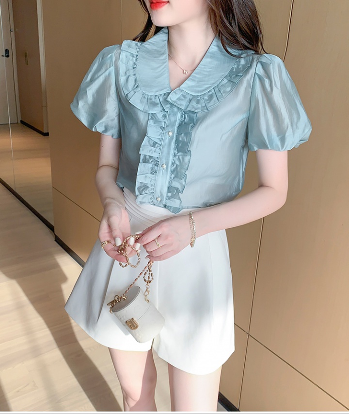 Sweet Western style shirt doll collar chiffon shirt