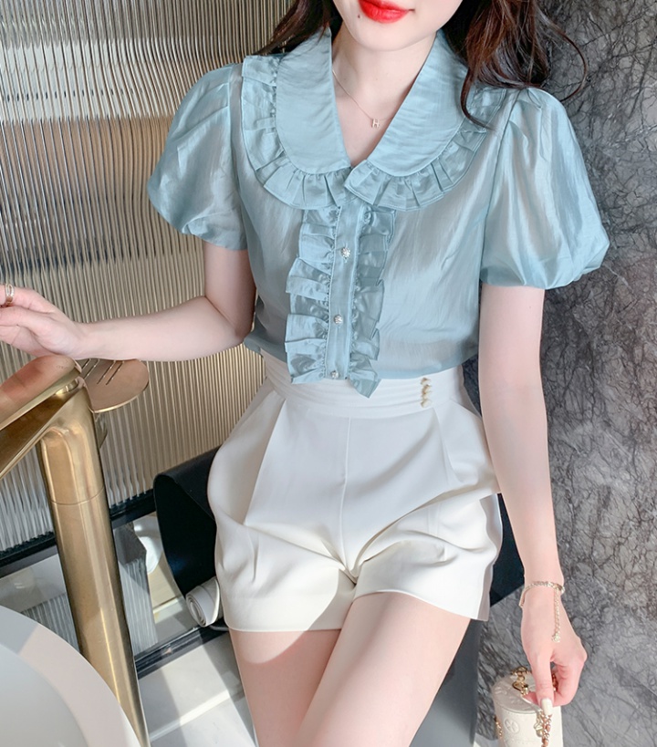 Sweet Western style shirt doll collar chiffon shirt