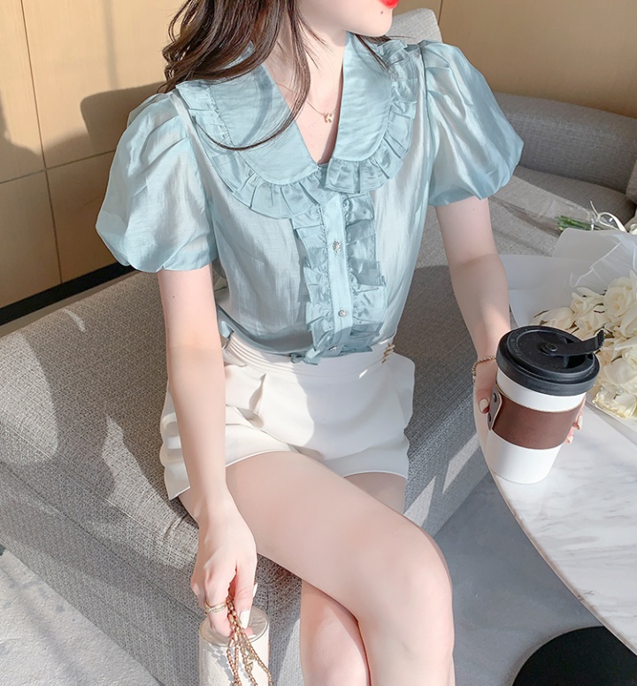 Sweet Western style shirt doll collar chiffon shirt