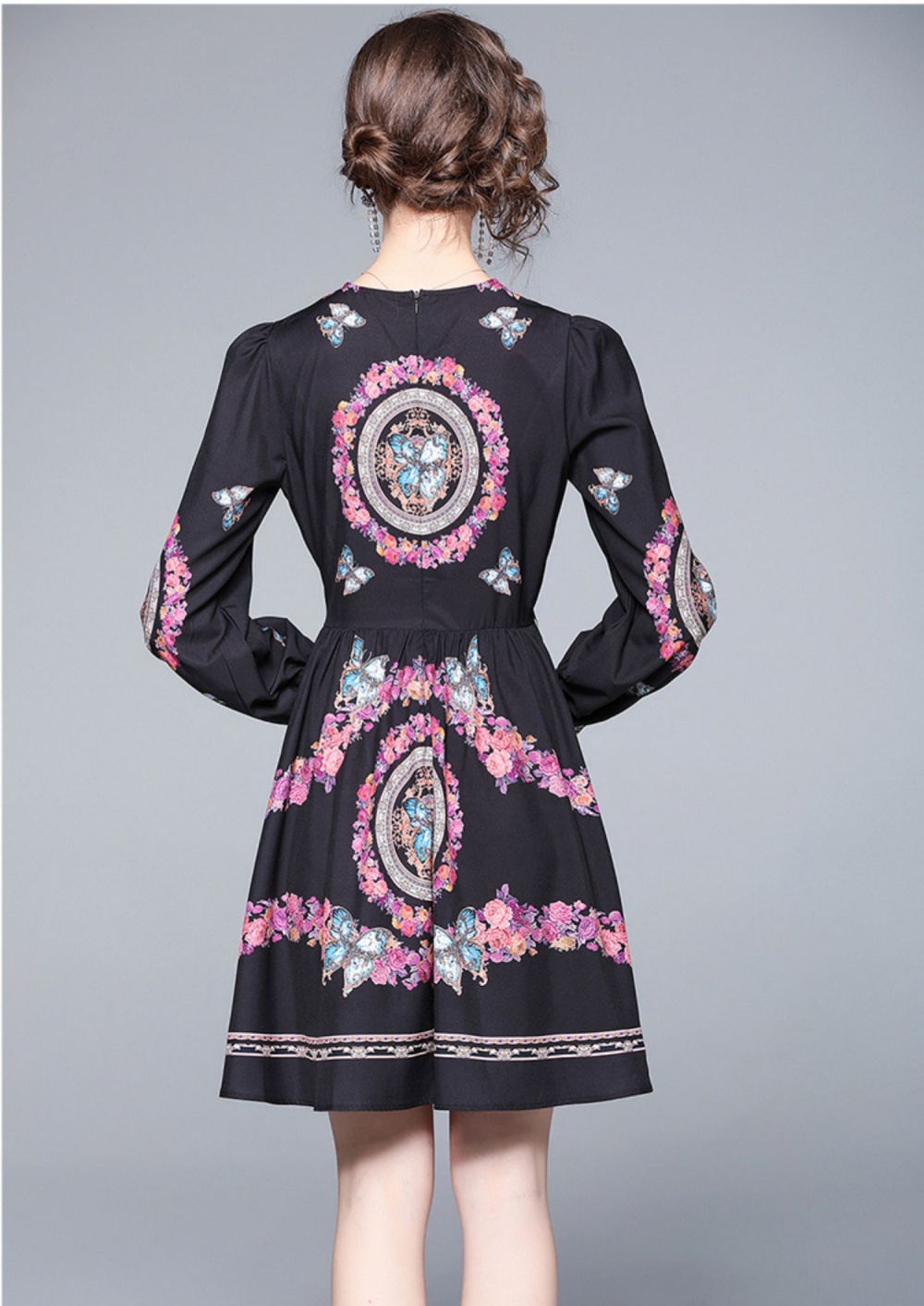 Round neck pullover butterfly commuting spring dress