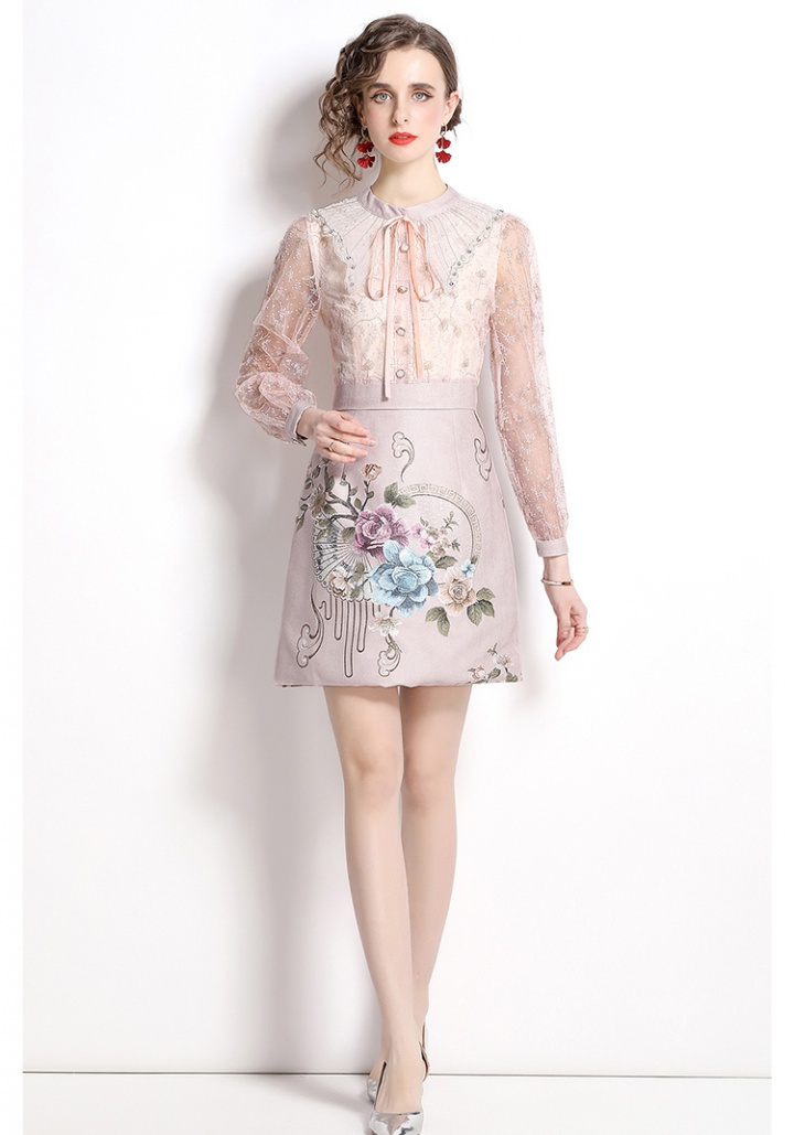 Autumn beading fashion and elegant lace elegant ladies dress