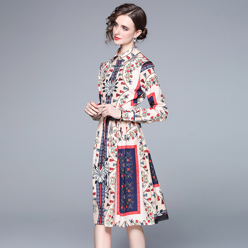 Printing temperament fashion shirt spring long dress