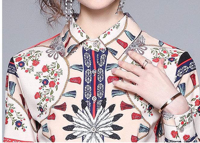 Printing temperament fashion shirt spring long dress