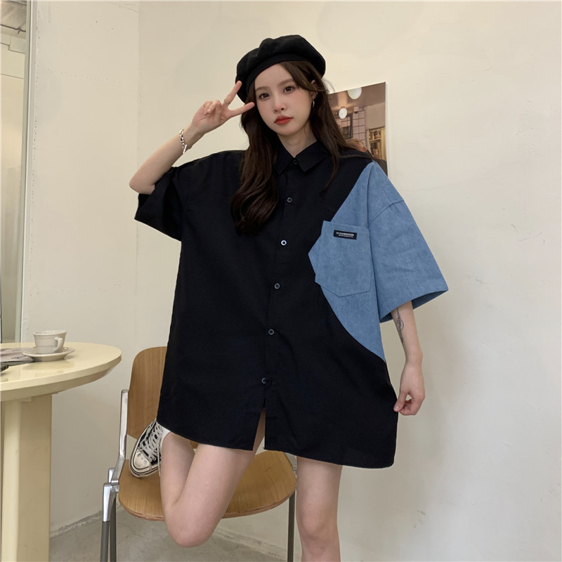 Japanese style mixed colors tops thin shirt