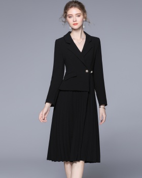 Pure pinched waist dress Pseudo-two summer business suit