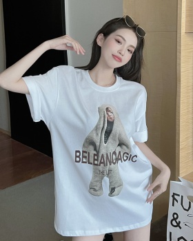 Slim Korean style round neck tops child jokes T-shirt