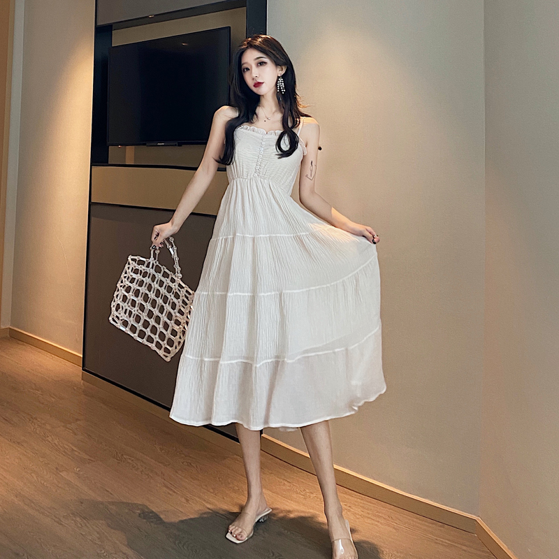 Wood ear France style slim Korean style dress for women