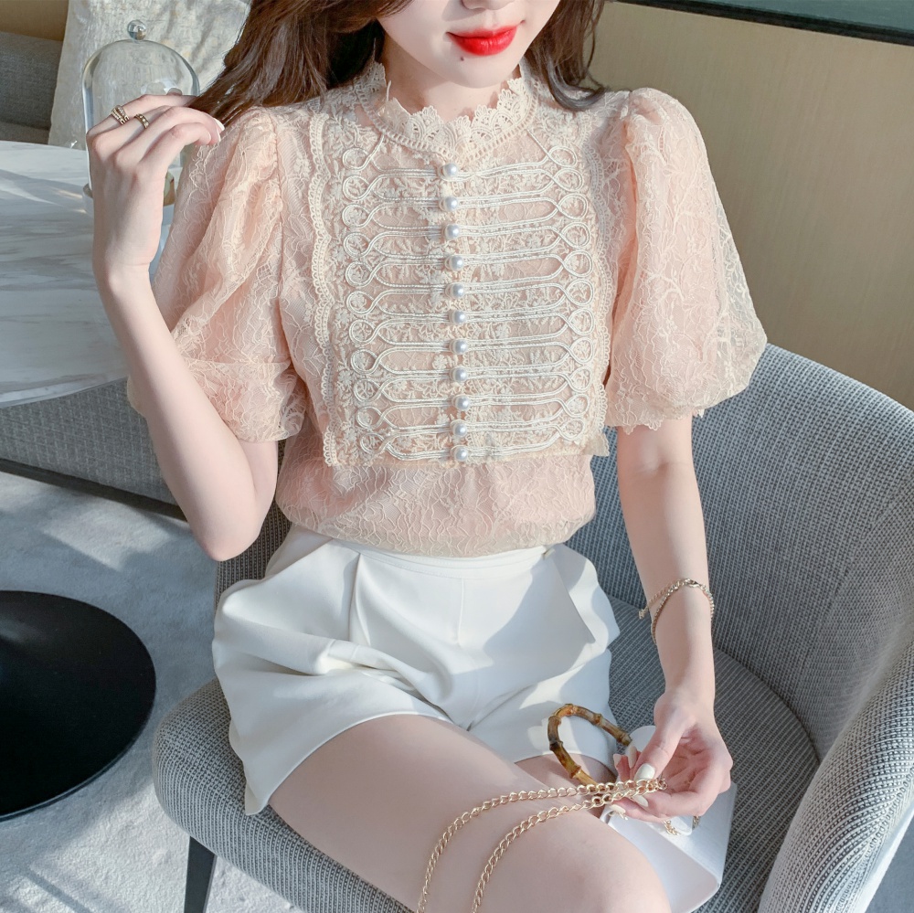 Lace temperament lady shirts summer short sleeve tops