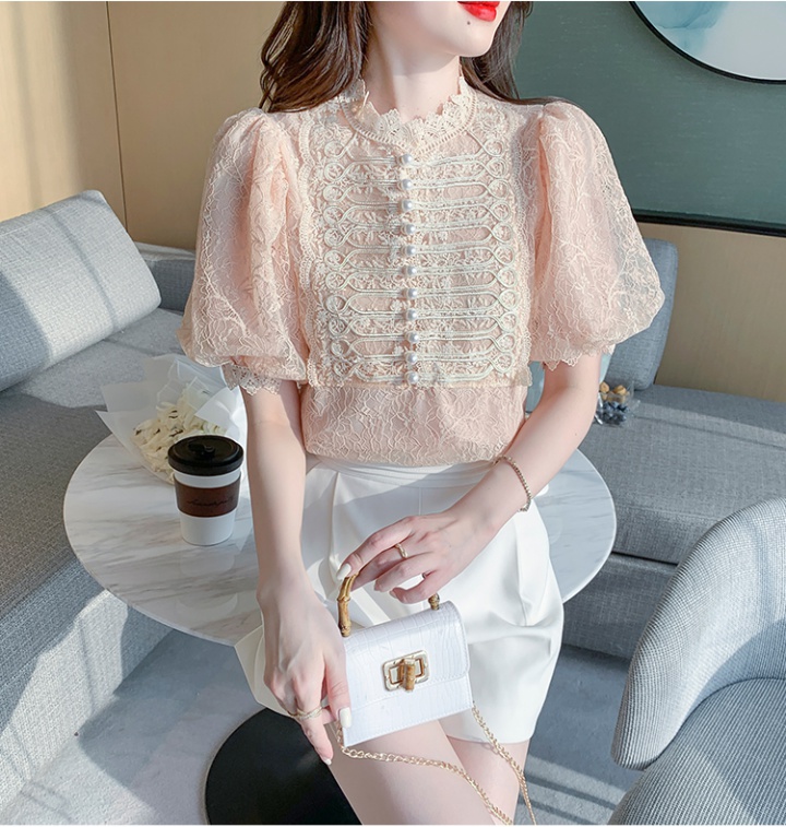 Lace temperament lady shirts summer short sleeve tops