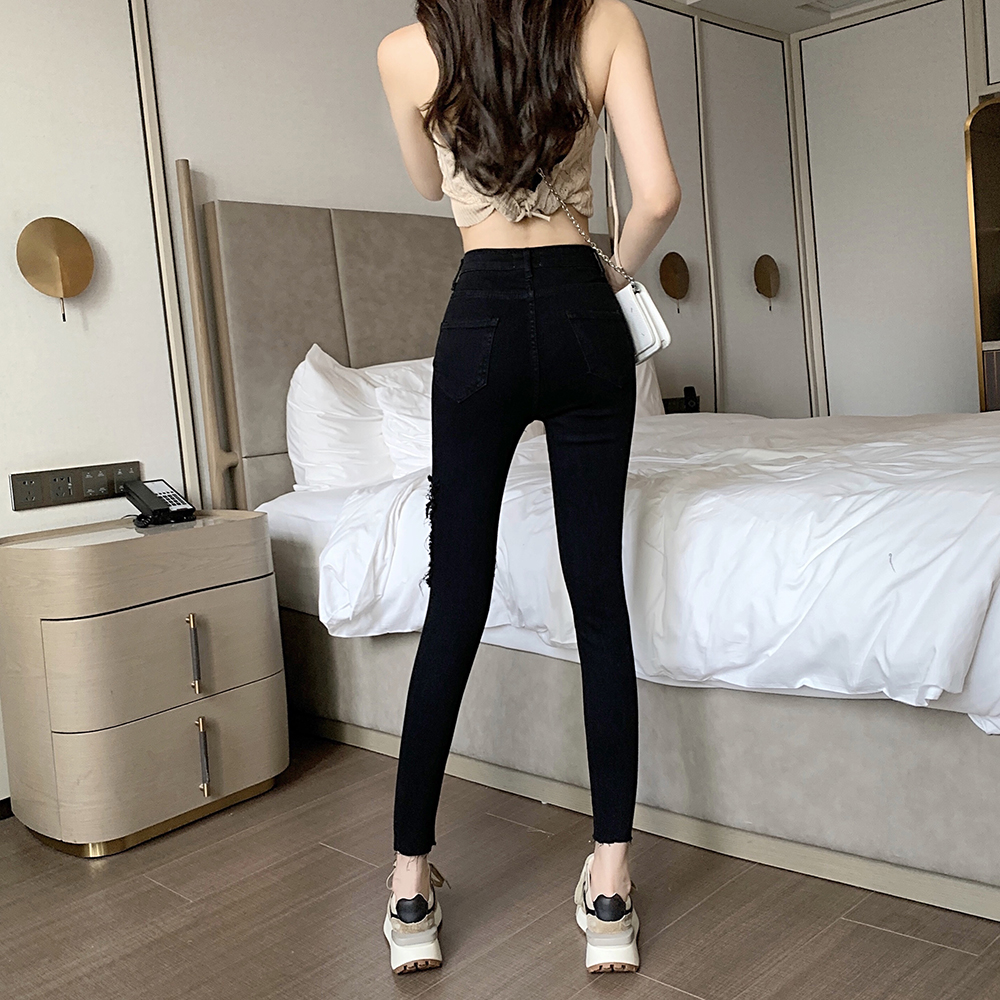 Feet high waist jeans slim spring and summer nine pants for women