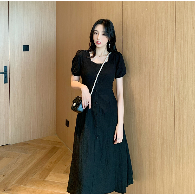 Korean style France style pinched waist dress