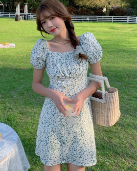 Puff sleeve Korean style romantic slim dress for women