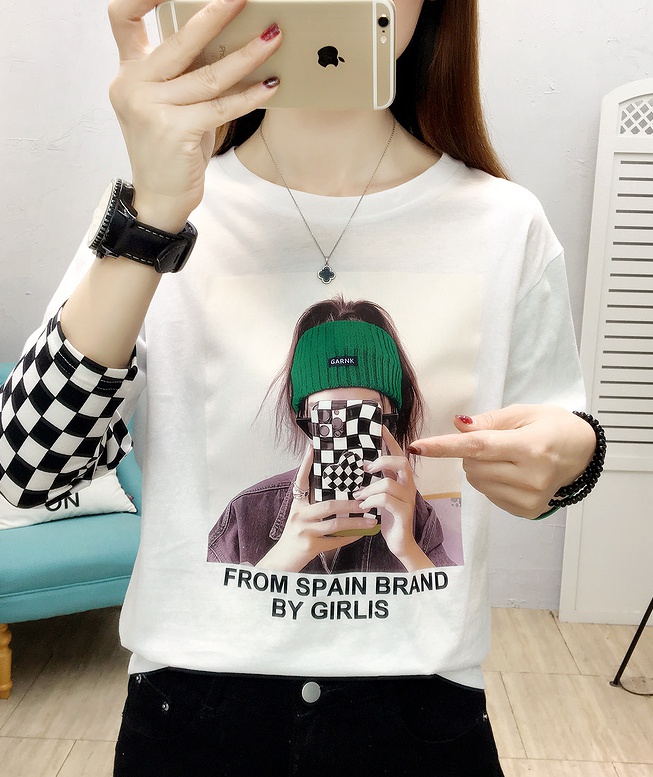 All-match beauty tops Korean style T-shirt for women