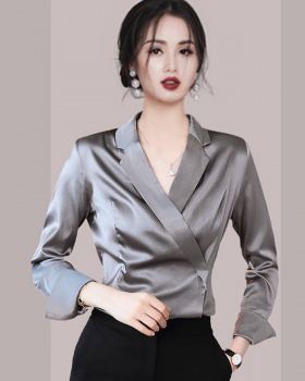 Long sleeve chiffon tops V-neck business suit for women