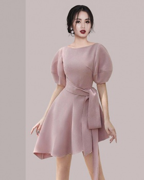 Ladies sweet puff sleeve temperament France style dress for women