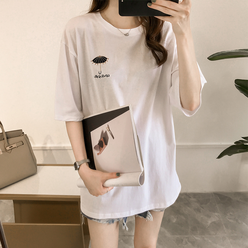 Pure cotton lazy T-shirt short sleeve Western style tops