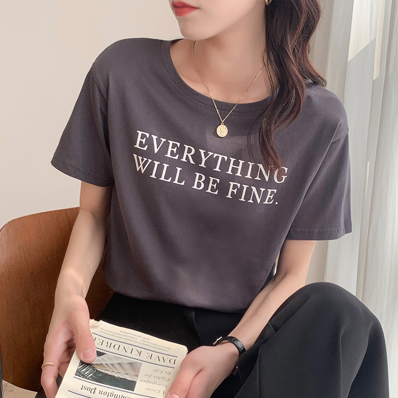Korean style student T-shirt loose letters tops for women