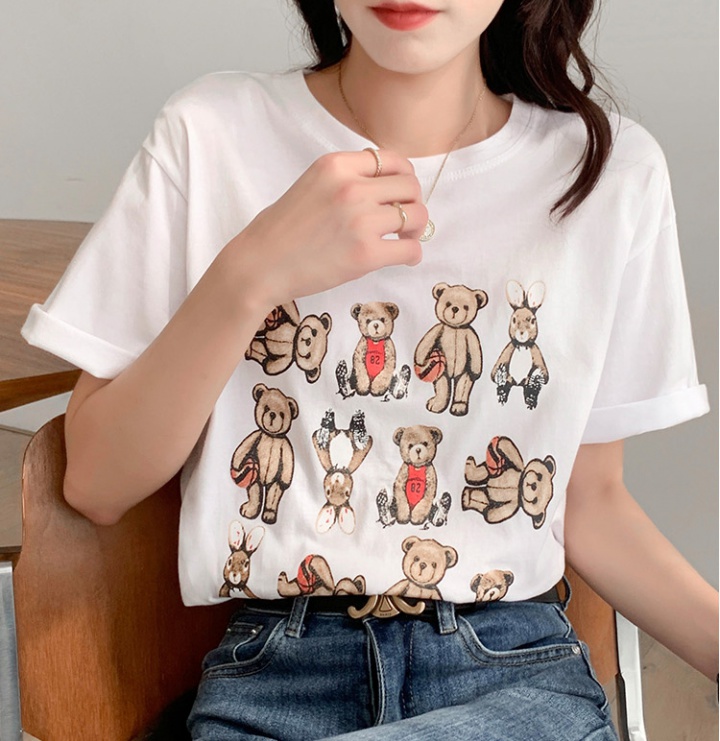 Korean style printing loose short sleeve all-match T-shirt