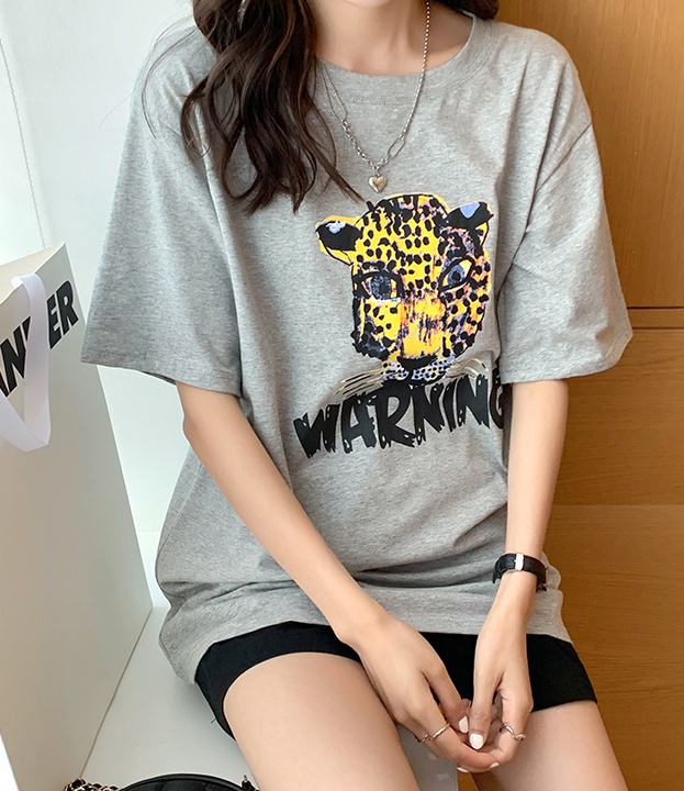 Loose pure cotton tops short sleeve T-shirt for women