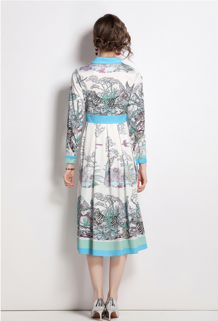 Printing long sleeve dress spring fashion long dress