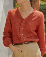 Knitted retro thin sweater unique loose tops for women