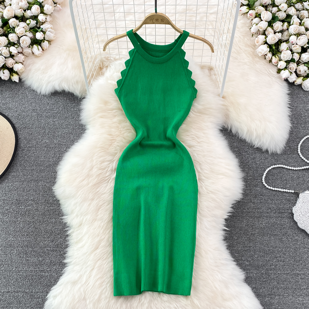 Slim strapless sexy sleeveless dress knitted summer dress