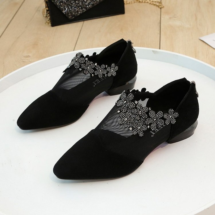 Flowers rhinestone shoes pointed sandals for women