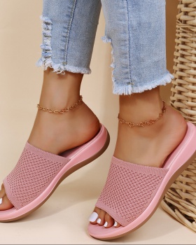 Flat spring and summer slippers knitted sandals for women