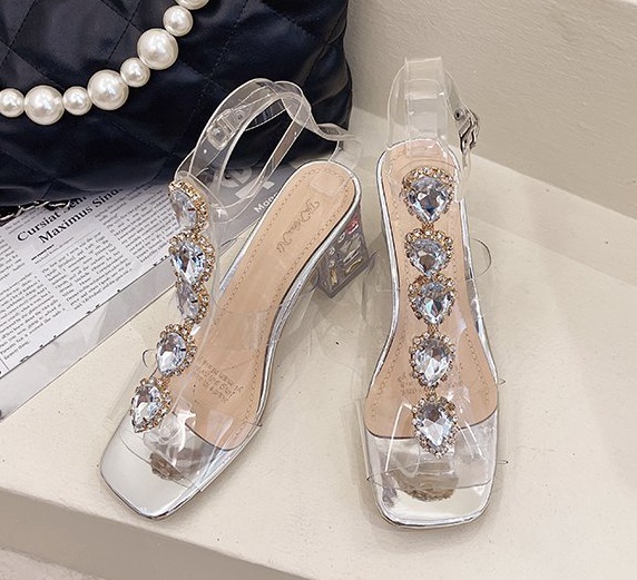 High-heeled crystal sexy shoes lady fashion sandals