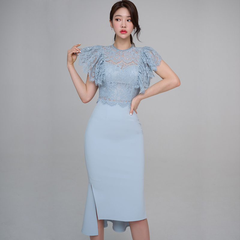 Lace package hip tops fashion dress 2pcs set for women