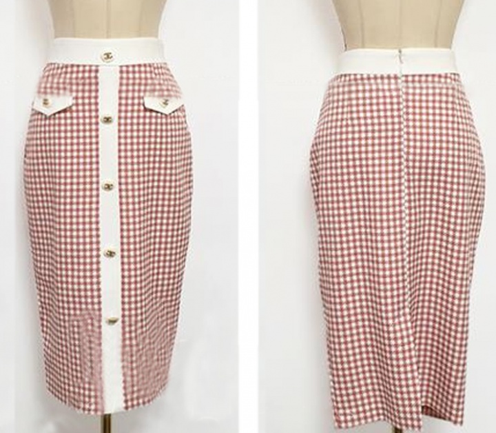 Spring breasted tops short plaid skirt a set