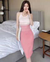 Knitted sleeveless vest sexy stripe dress for women
