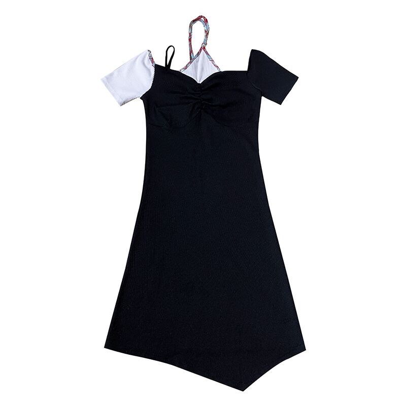 Temperament shoulder summer slim package hip sling halter dress