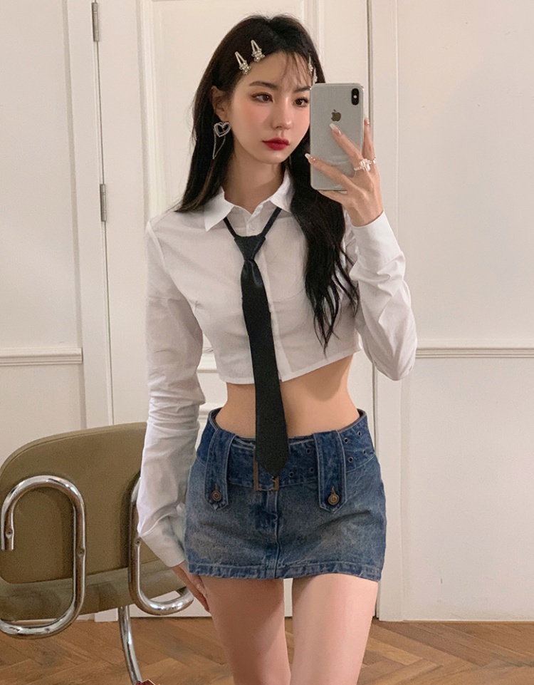 Denim low-waist belt sexy spicegirl skirt for women