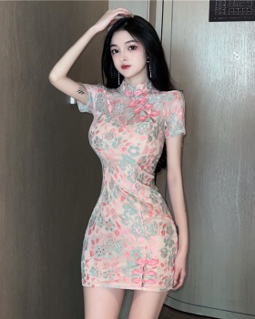 Retro lace dress slim cheongsam