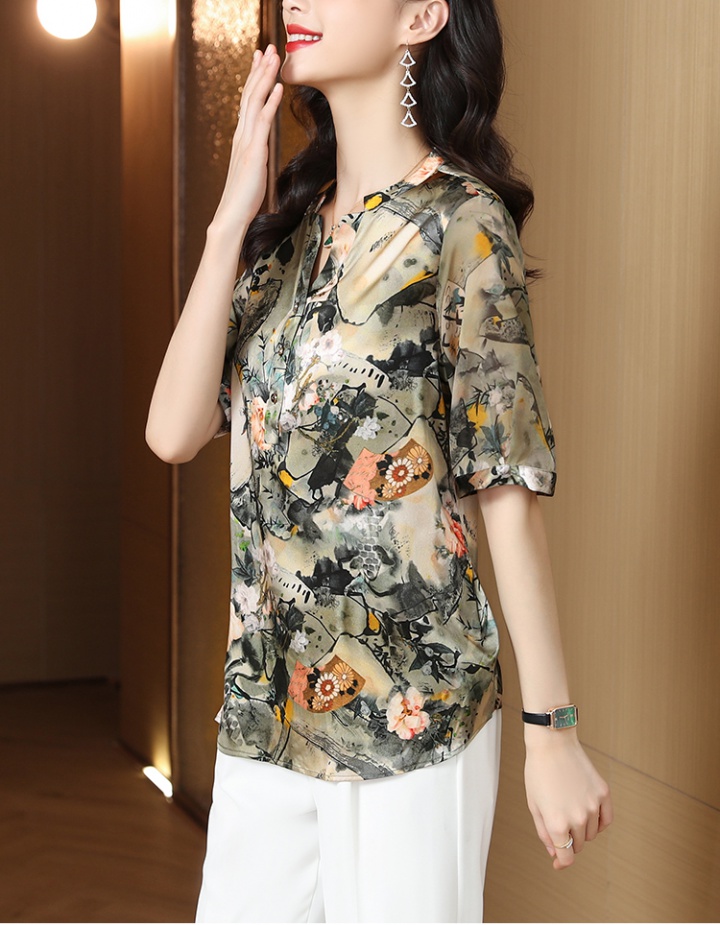 Silk all-match summer shirt large yard printing tops