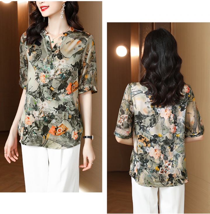 Silk all-match summer shirt large yard printing tops