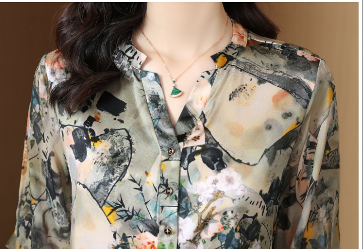 Silk all-match summer shirt large yard printing tops