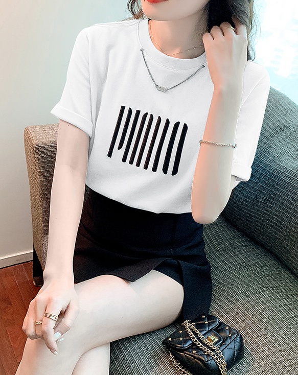 Pure cotton tops white T-shirt for women