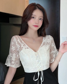 Low-cut V-neck overalls sexy night show lace dress