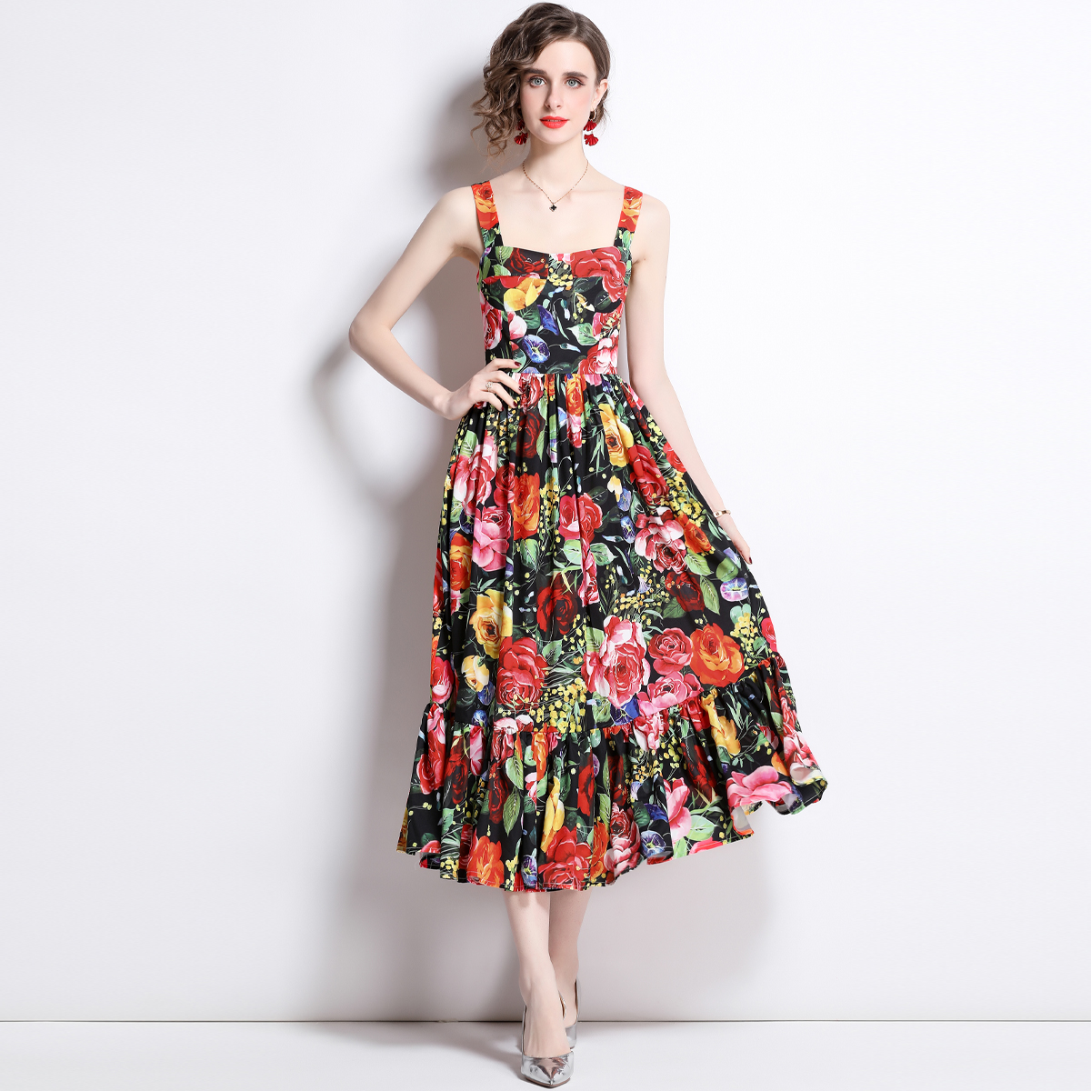 Catwalk slim dress sling temperament long dress for women