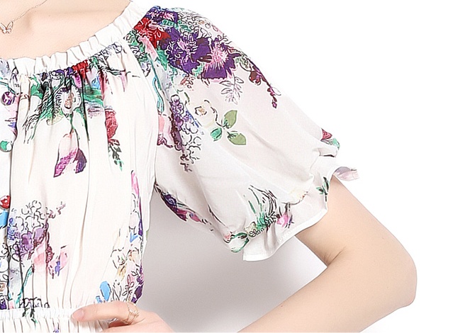 Elasticity summer chiffon slim printing dress for women