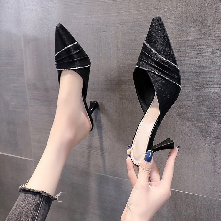 Korean style summer middle-heel slippers for women