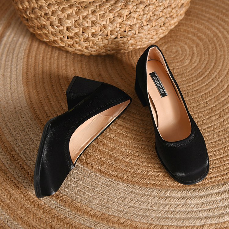 Lady thick shoes middle-heel high-heeled shoes for women