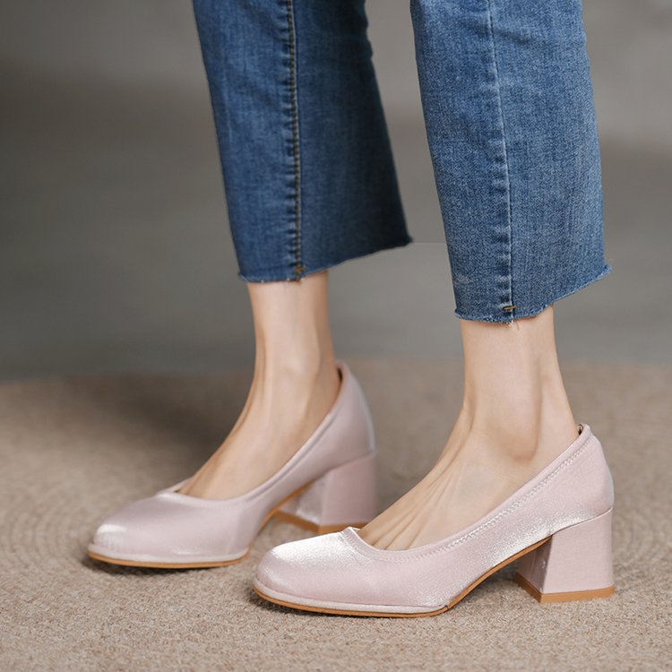 Lady thick shoes middle-heel high-heeled shoes for women